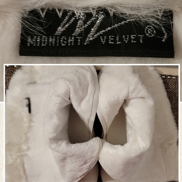 Midnight Velvet Winter White Leather Fur Hidden Wedge Women's Boots Size 11 - Picture 6 of 16